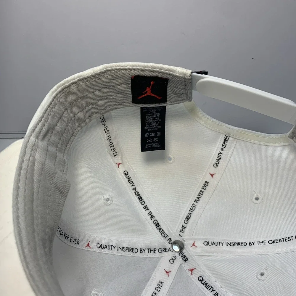 Air Jordan Hat Men White Cement Elephant Metal Logo Jumpman Snap Back Cap